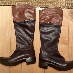 Bi color brown riding boots